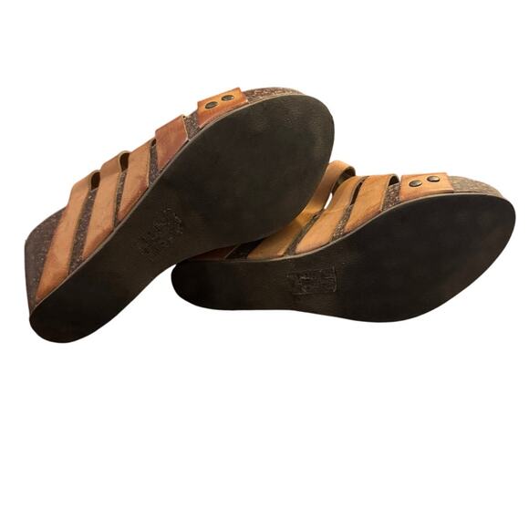 Blowfish Malibu Women's Tan Leather Strappy Platform Wedge Heel Sandal 7.5 - Picture 6 of 6